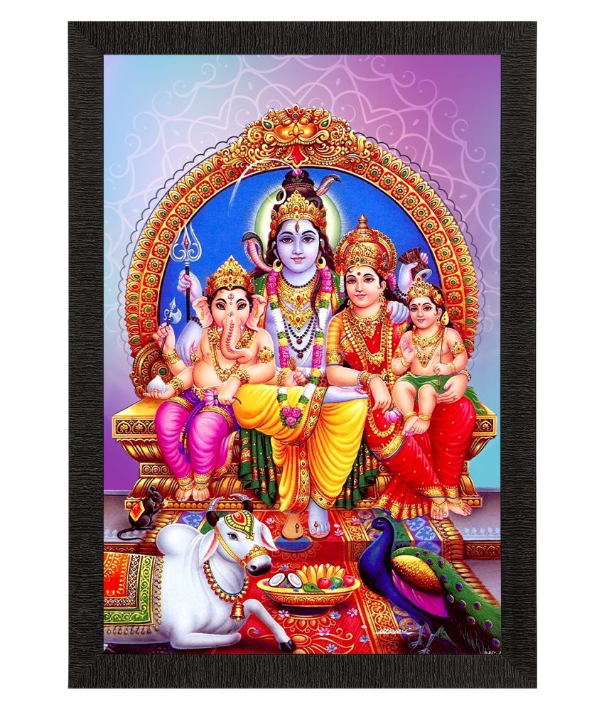     			eCraftIndia Multicoloured Shiv Parivar Religious Satin Matte Texture UV Wall Painting