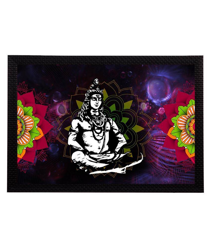     			eCraftIndia Black & White Lord Shiva Satin Matt Textured UV Wall Painting