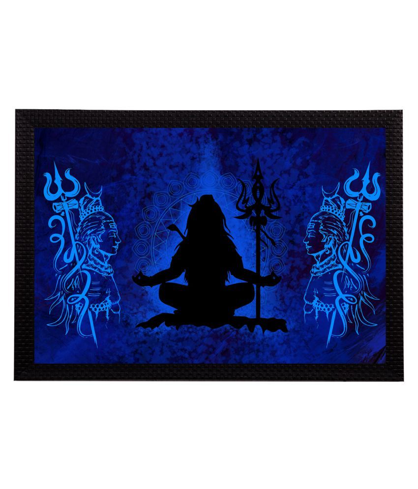     			eCraftIndia Blue & Black Lord Shiva Satin Matt Texture Framed UV Wall Art