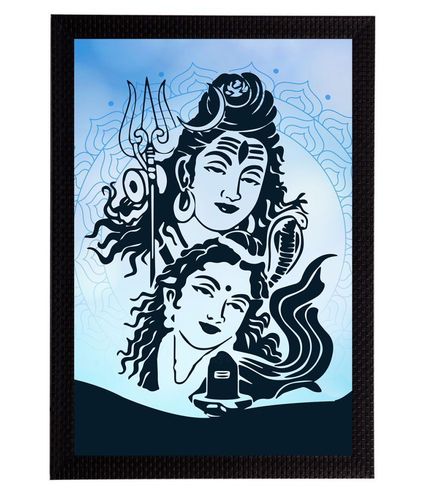     			eCraftIndia Blue & Black Lord Shiva Printed Satin Matt Textured UV Wall Art