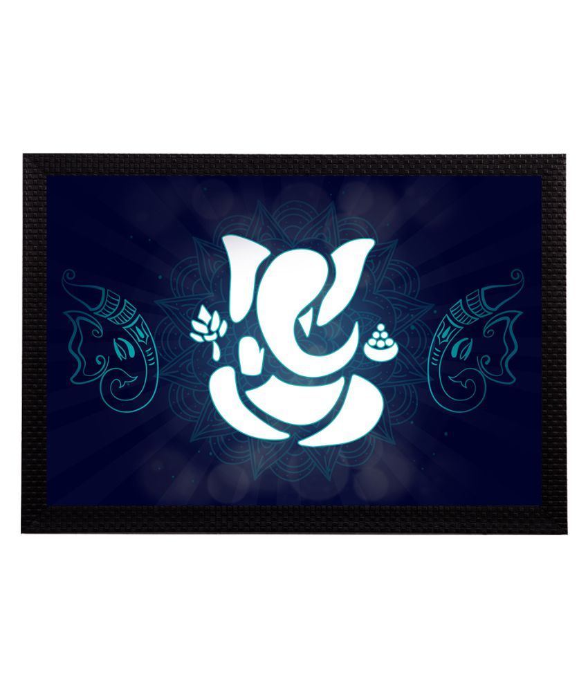     			eCraftIndia Blue & White Satin Matt Texture Lord Ganesha UV Wall Art