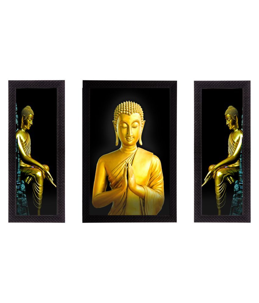     			eCraftIndia Set of 3 Multicoloured Lord Buddha UV Wall Art