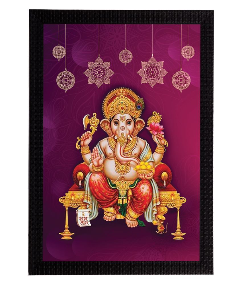     			eCraftIndia Purple & Beige Lord Ganesha Satin Matt Textured UV Wall Art