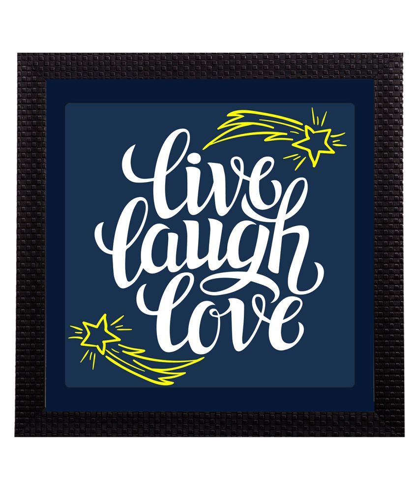     			eCraftIndia Blue & White Live Laugh Love Motivational Quote Satin Matt Texture Wall Art