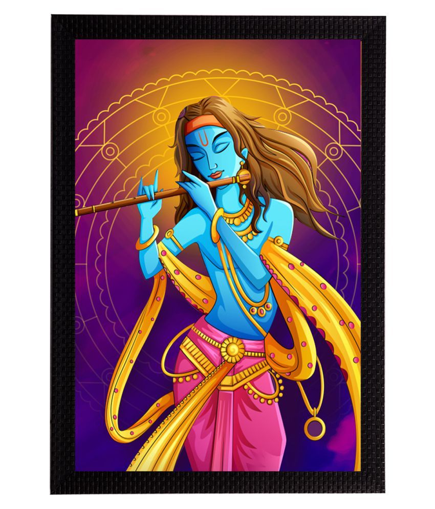     			eCraftIndia Blue & Pink Lord Krishna Satin Matt Textured UV Wall Art