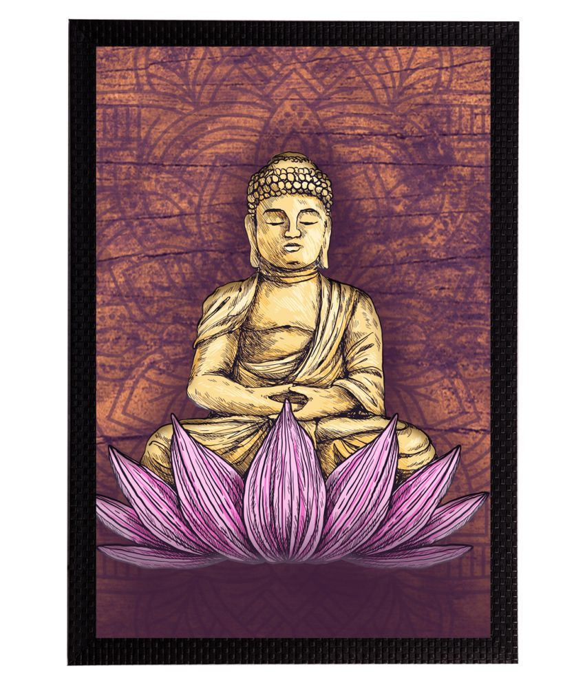     			eCraftIndia Maroon & Beige Meditating Lord Buddha Satin Matt Texture UV Art Painting