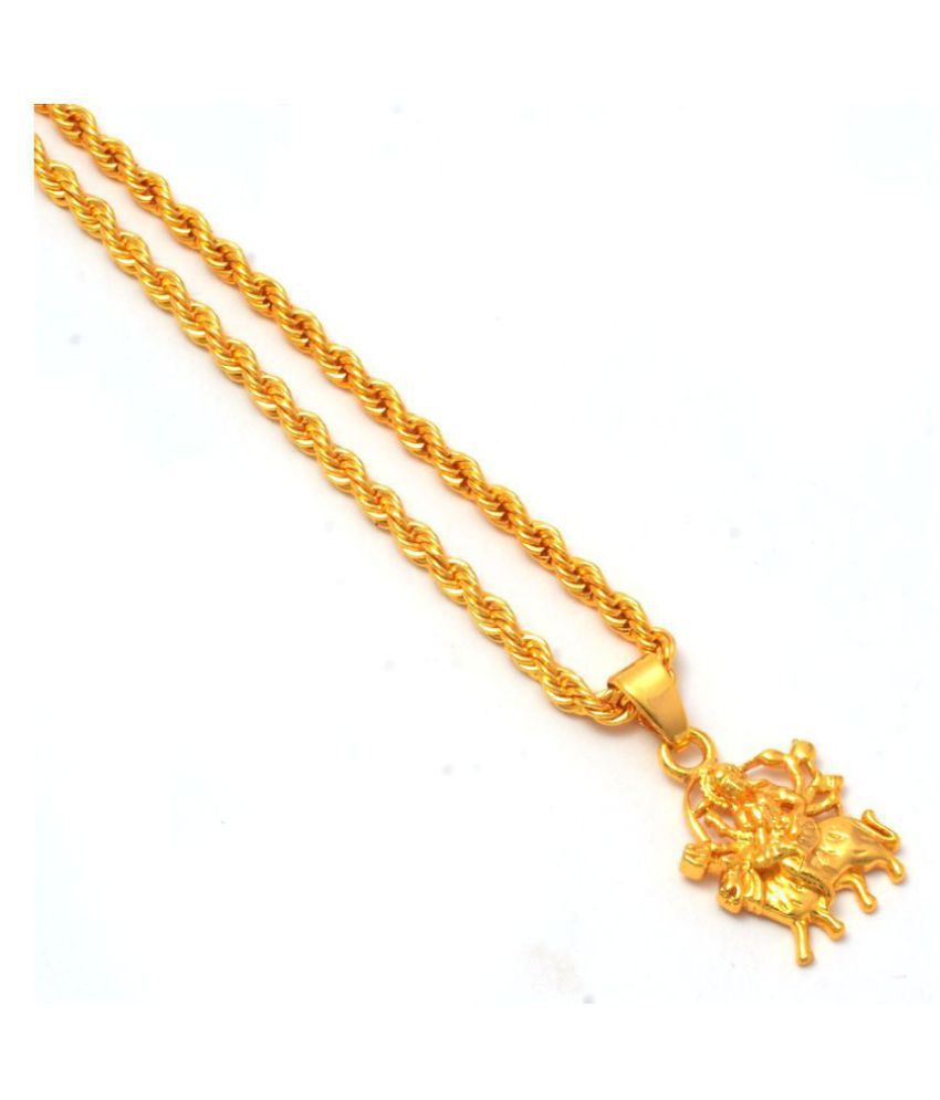     			Jewar Mandi Maa Durga Shero Wali Mata Ji Gold Plated Locket/Pendant with Rope/Rassi Chain Daily use for Men, Women & Girls, Boys
