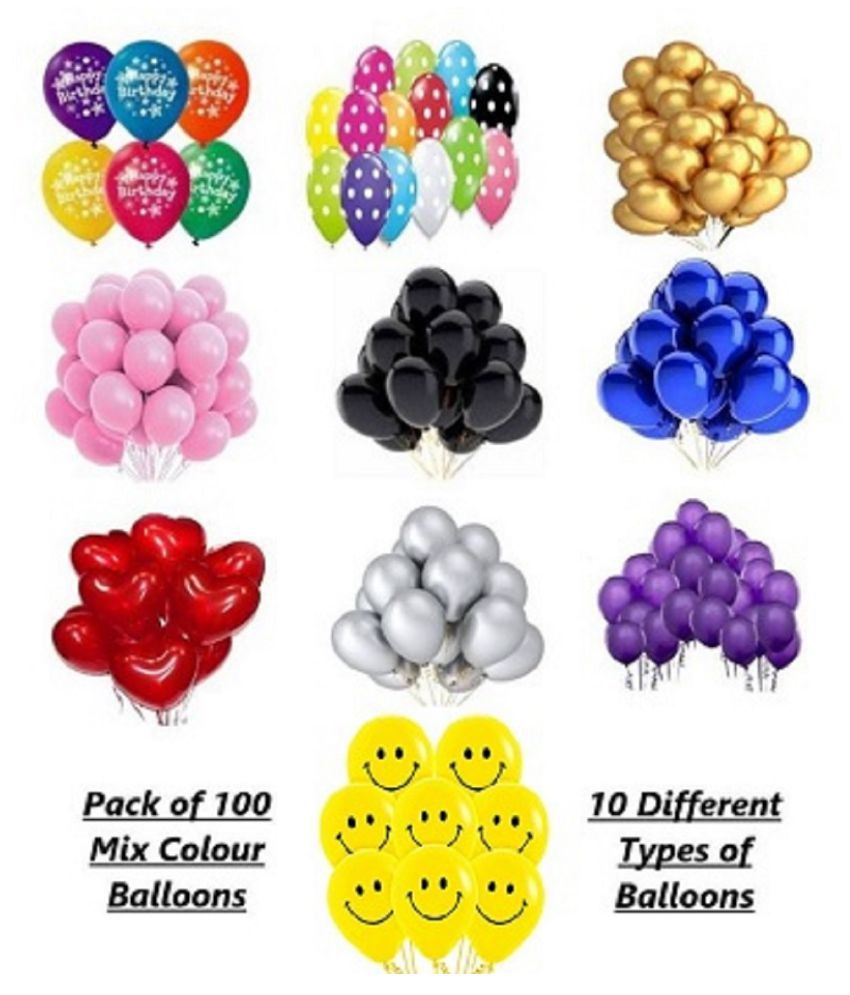     			GNGS Solid Various Types of Mix Party Balloons (Multicolor, Pack of 100)