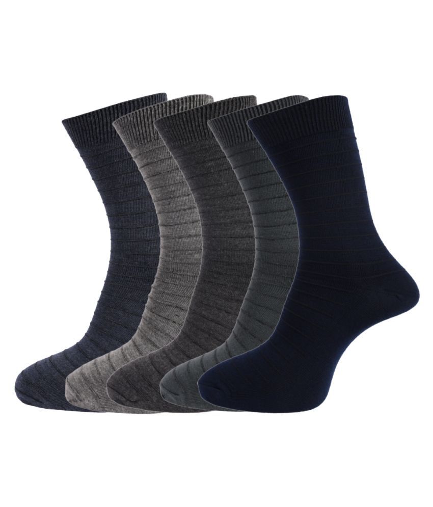 Dollar - Cotton Men's Self Design Multicolor Full Length Socks ( Pack of 5 )