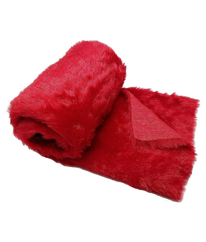    			PRANSUNITA Super Soft Red Fur Cloth, Size 38" x 32", Hair Length 2 cm, Used for Dresses, Home Furnishing, Soft Toys Making, Jackets Etc