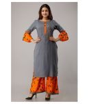 Frionkandy - Grey Melange Straight Rayon Women's Stitched Salwar Suit ( Pack of 1 )