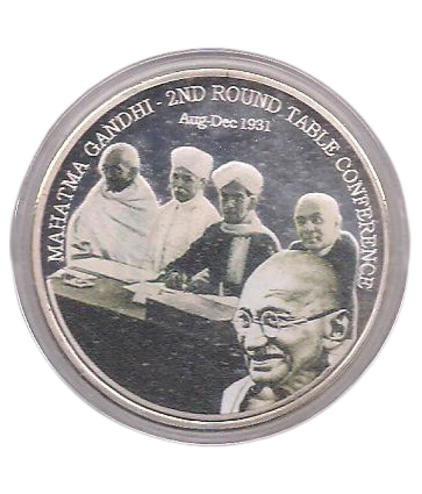     			Mahatma Gandhi 2nd Round Table Conference Medallion Rare Silverplating Coin