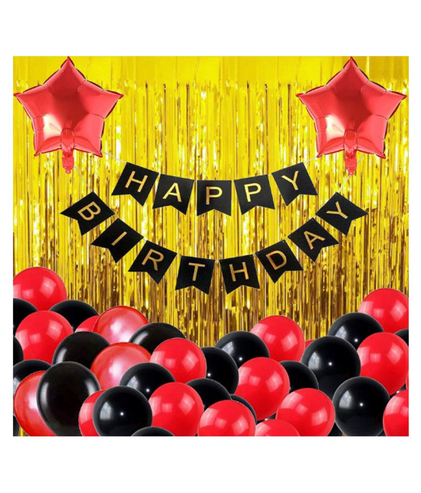     			Blooms Event 35 Pcs Happy Birthday Black and Golden combo