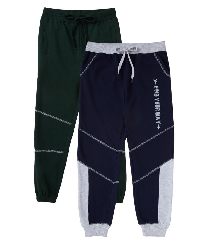     			Cub McPaws Boys Cotton Track Pants  4 to 12 Years  Pack of 2  (8 - 9 Years, Navy - Green)