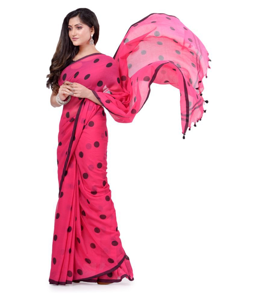 Desh Bidesh Red Bengal Handloom Saree - Single
