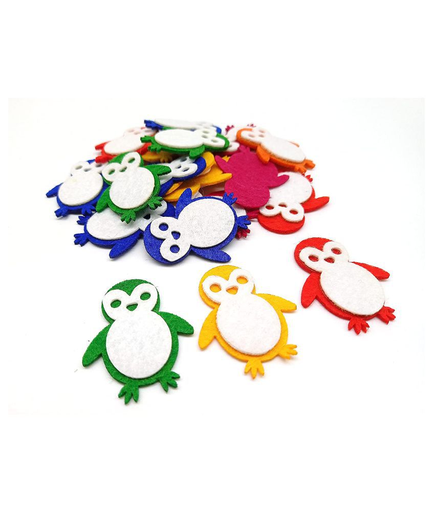     			PRANSUNITA 3D Felt Multicolor Cutouts Motifs Embellishment for Baby Shower Decoration, Gift Packaging, Card Making & Craft Work, Pack of 25 pcs- Penguin Design