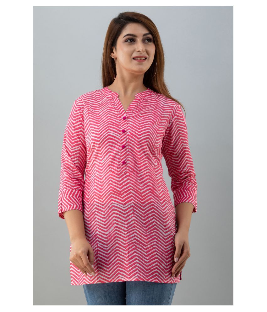     			SAART BUNAAI Cotton Blended Tunics - Pink Single