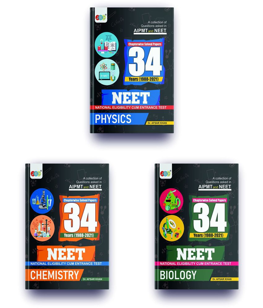     			NEET 34 Years Set Of 3 Books, NTA 34 Previous Year NEET Questions and Solutions, Best NEET 2022 Preparation Books, Revised Edition, Every NTA Neet 34 Years Questions, Physics Chemistry Biology
