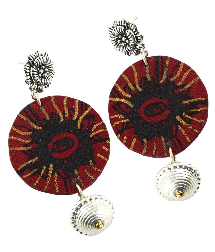 Red And Golden Strip Earring