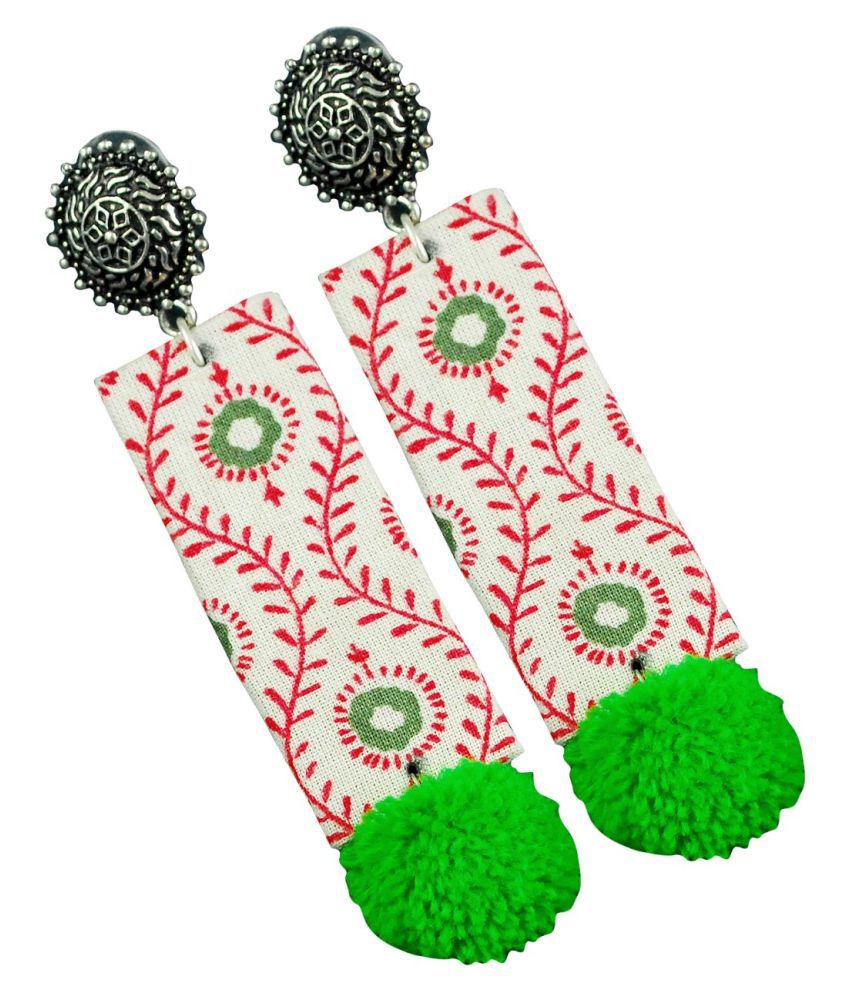 White And Green Earring