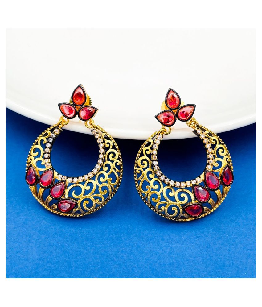     			The Jewelbox Brass Gold Plating Beads Studded Gold Coloured Earrings