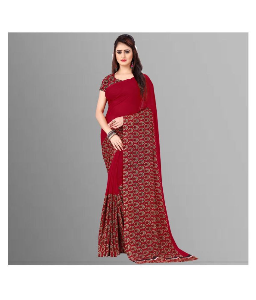     			ANAND SAREES - Maroon Georgette Saree With Blouse Piece (Pack of 1)