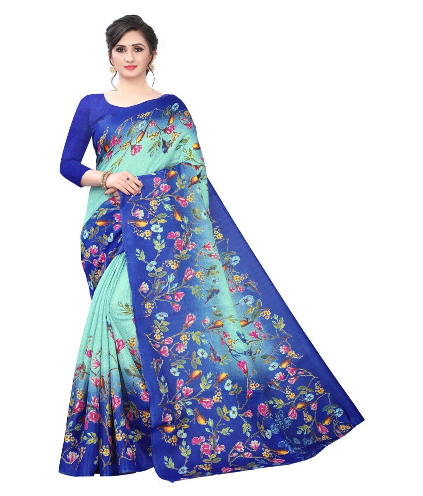 Buy Bhakarwadi - Blue Silk Blend Saree 