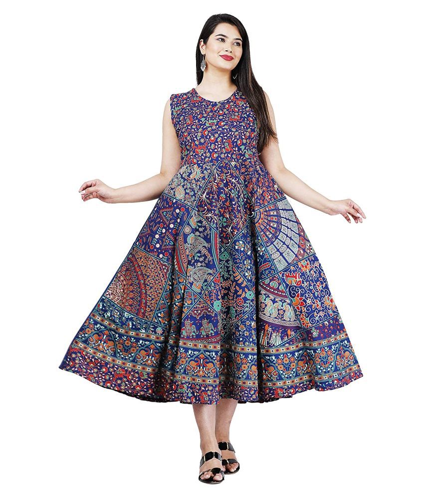     			G4Girl blue Cotton Ethnic Gown -