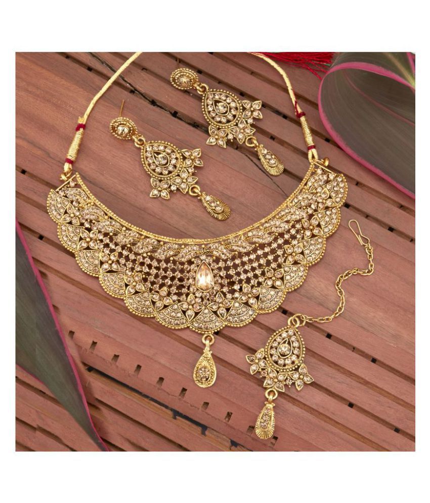     			Sukkhi Alloy Golden Traditional Necklaces Set Choker