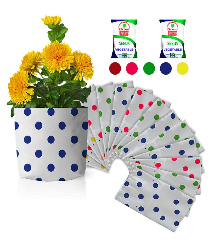     			Dotted Grow bags for terrace gardening Pack of 15 Grow bags + 2 Vegetables seed packets | Size: 35x20x20 cm