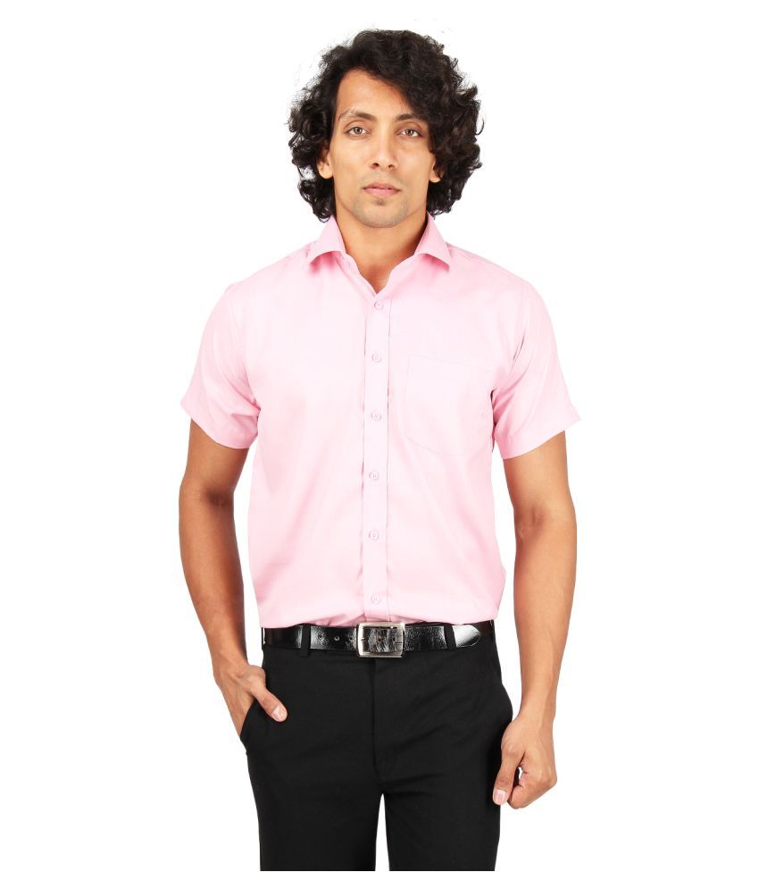     			Maharaja Cotton Blend Pink Solids Formal Shirt