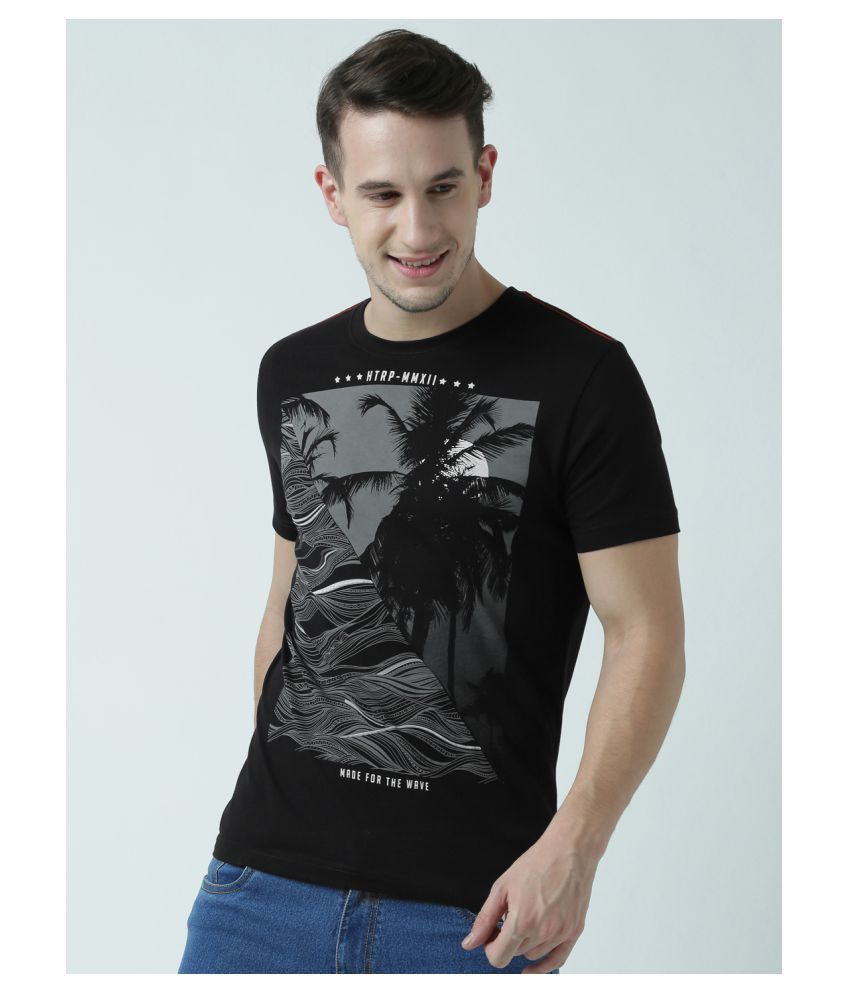     			Huetrap cotton Black Printed T-Shirt Single Pack