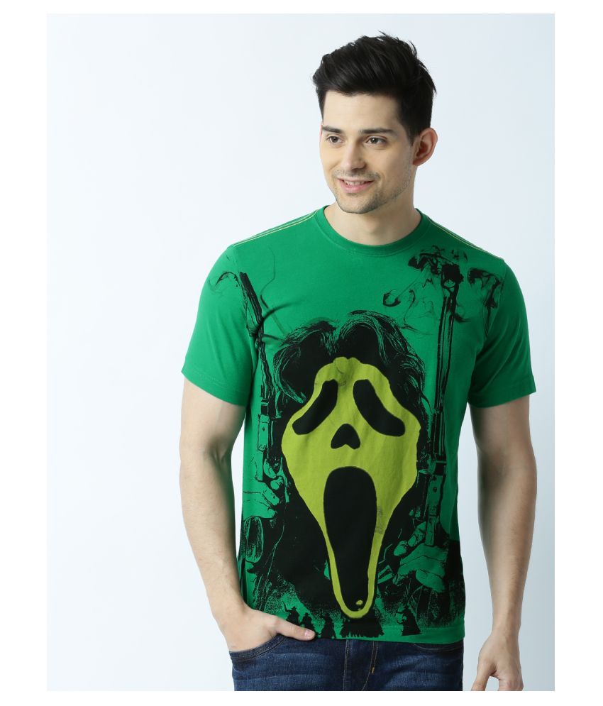     			Huetrap cotton Green Printed T-Shirt Single Pack