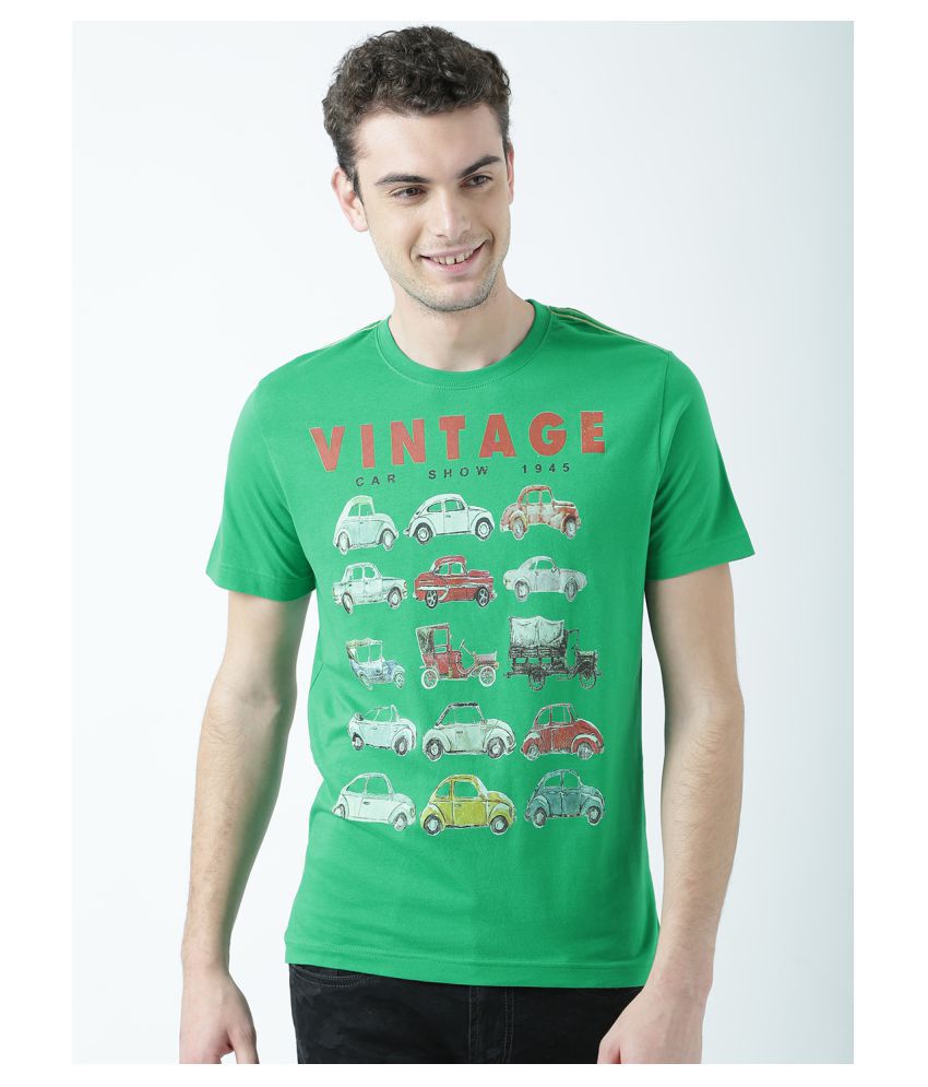     			Huetrap cotton Green Printed T-Shirt Single Pack