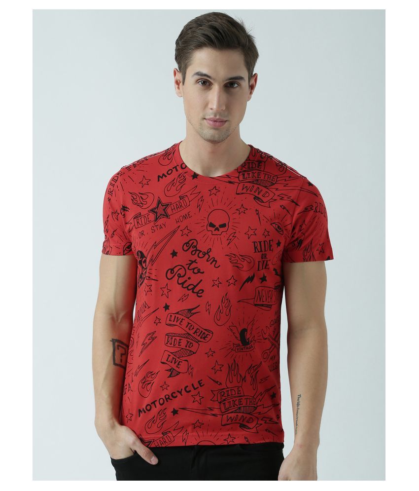     			Huetrap cotton Red Printed T-Shirt Single Pack