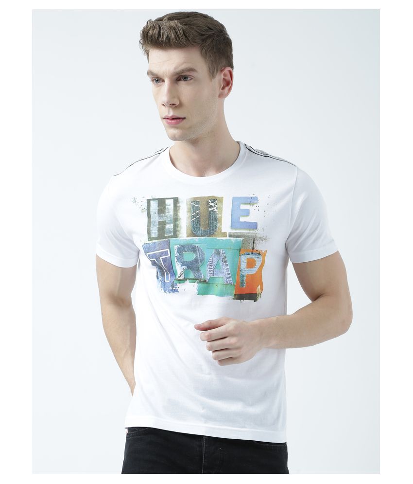     			Huetrap cotton White Printed T-Shirt Single Pack