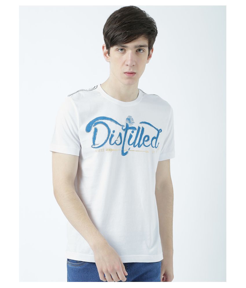     			Huetrap cotton White Printed T-Shirt Single Pack