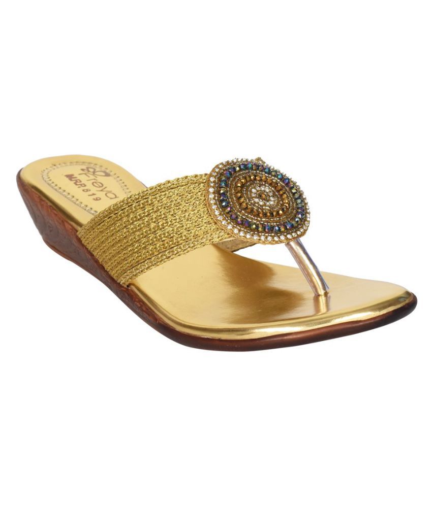 Freya Gold Ethnic Footwear