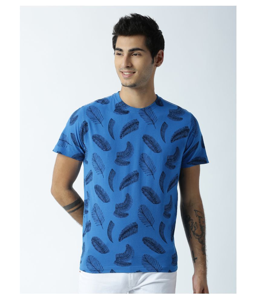     			Huetrap cotton Blue Printed T-Shirt Single Pack