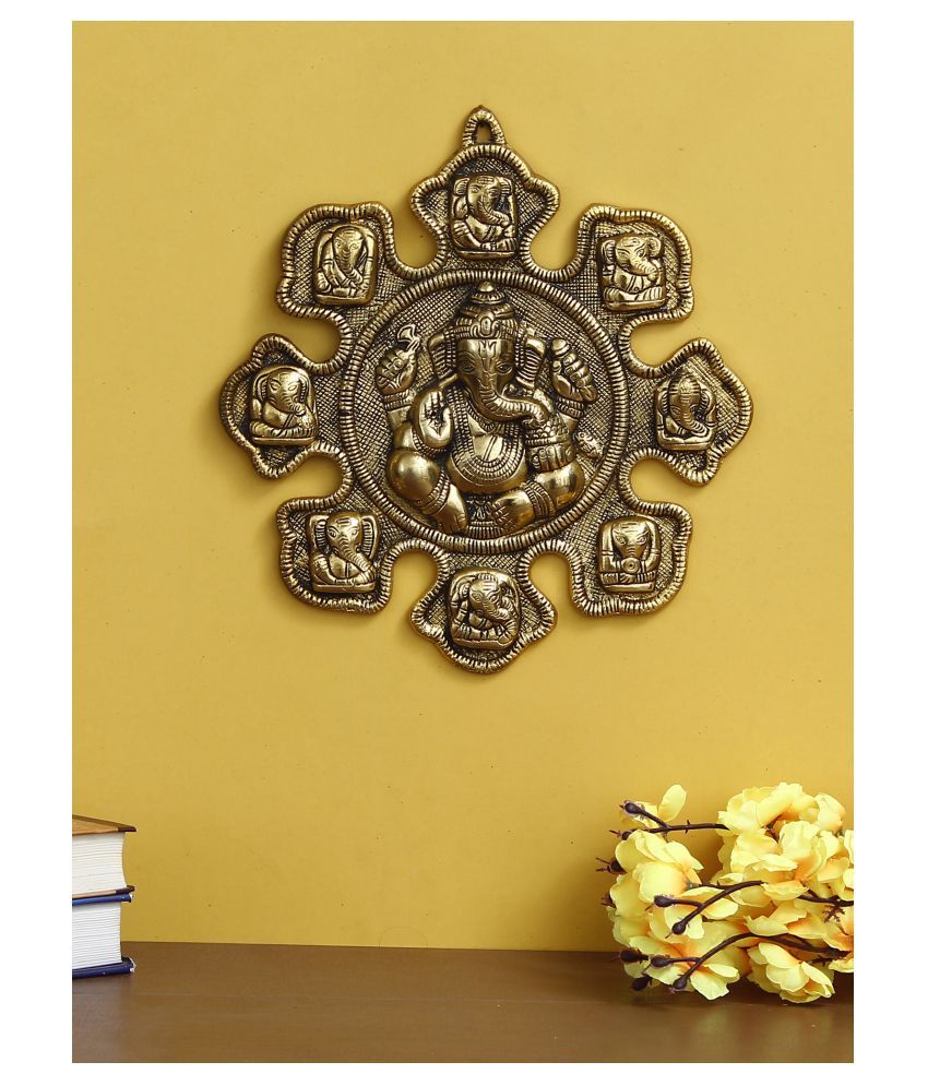     			eCraftIndia Gold-Toned 9 Variants Of Lord Ganesha Wall Hanging Showpiece