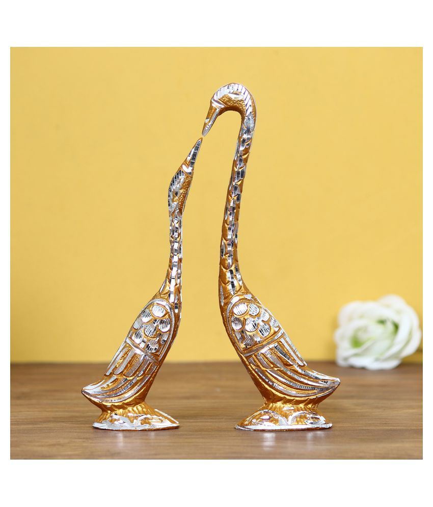     			eCraftIndia Gold-Toned Cute Swan Love Birds Decorative Figurine Showpiece