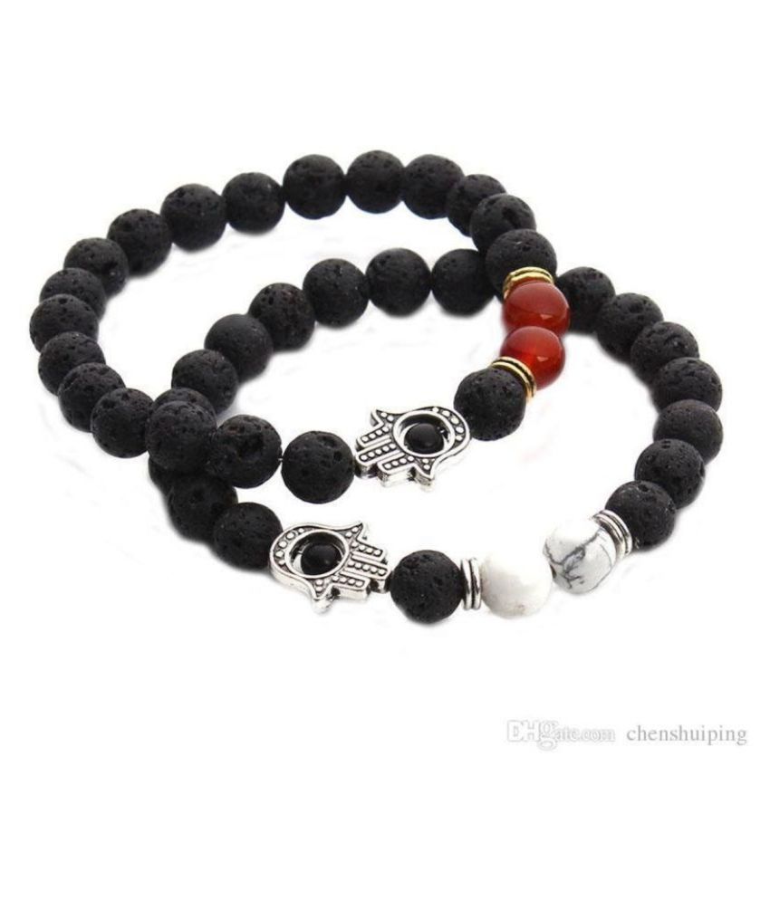     			8 mm Couple Bracelet Of Lava with Carnelion And Howolite For long Distance Relationship Bracelet
