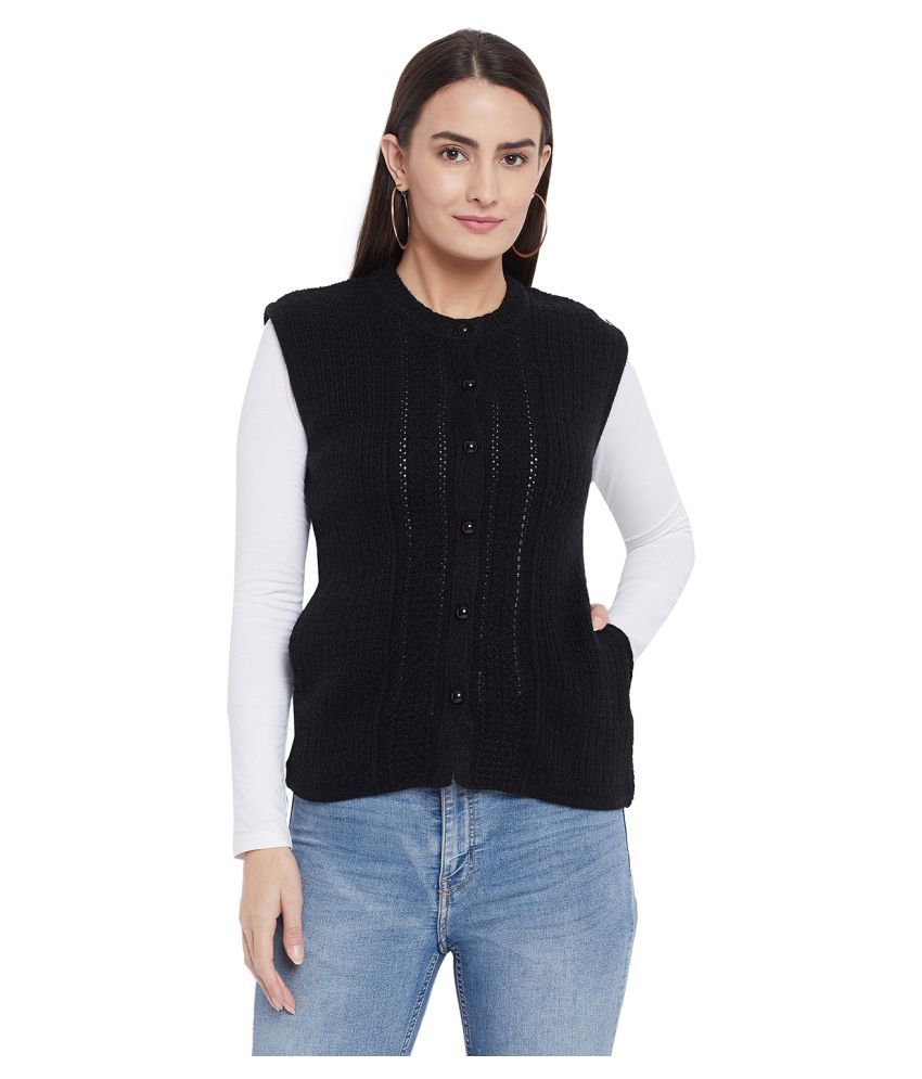     			Clapton Acrylic Black Buttoned Cardigans - Single