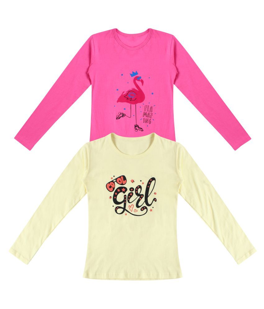     			DIAZ 100% Breathable Cotton Girls Full Sleeve T-Shirt | Girls Full Sleeve Printed T-Shirt Combo - Casual Long Sleeve Tees, Regular Fit Round Neck Tops for Girls