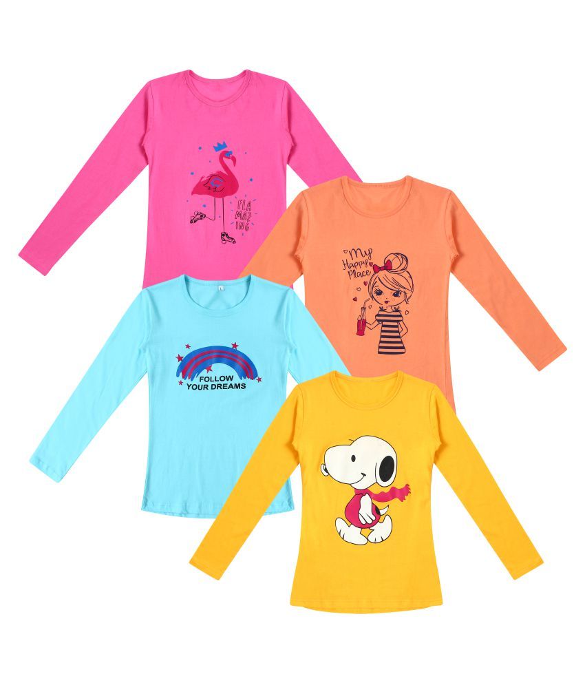     			Diaz Pack of 4 Girls 100% Cotton T-Shirts ( Multi )