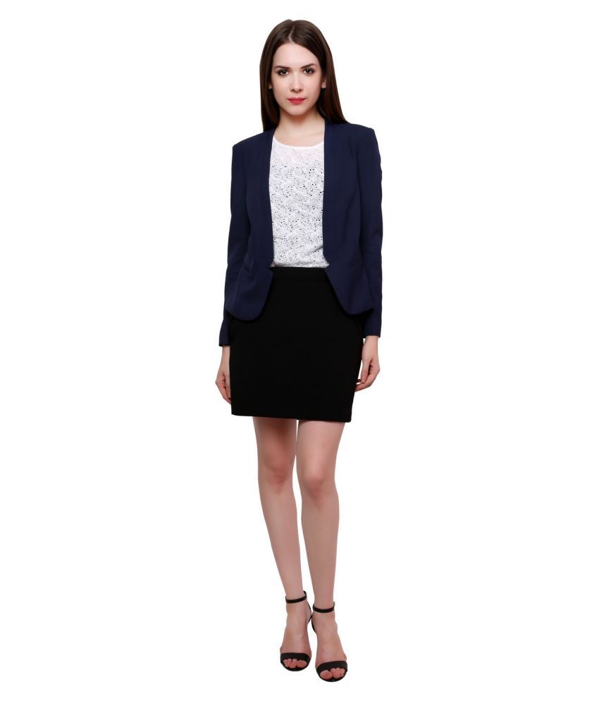     			Pannkh Polyester Blend Summer Blazers - Blue Single