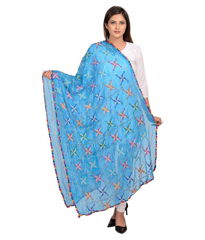     			Raj Turquoise Chiffon Dupatta - Single