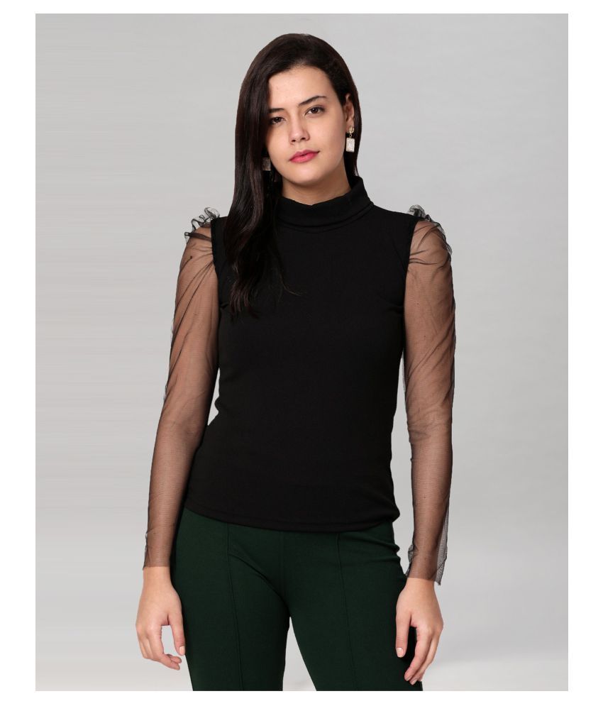     			Selvia Cotton Blended Regular Tops - Black Single