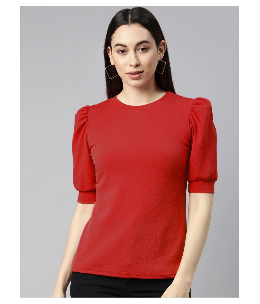     			Selvia Cotton Blended Regular Tops - Red Single