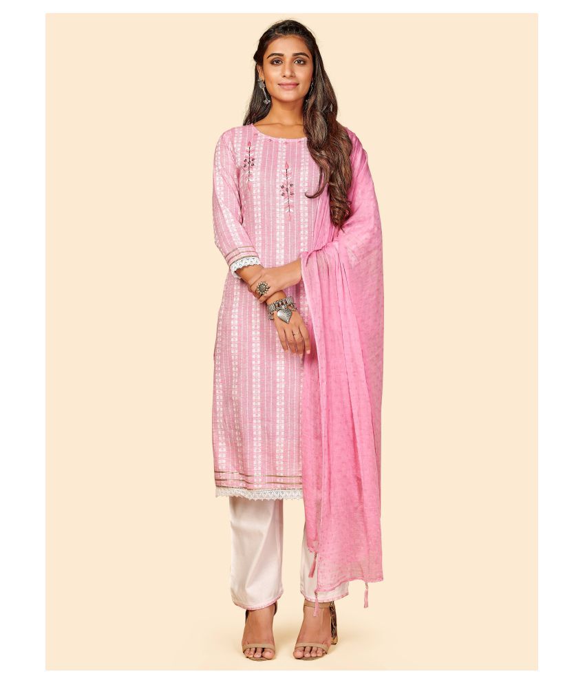     			Vbuyz Raw Silk Kurti With Pants - Stitched Suit Single